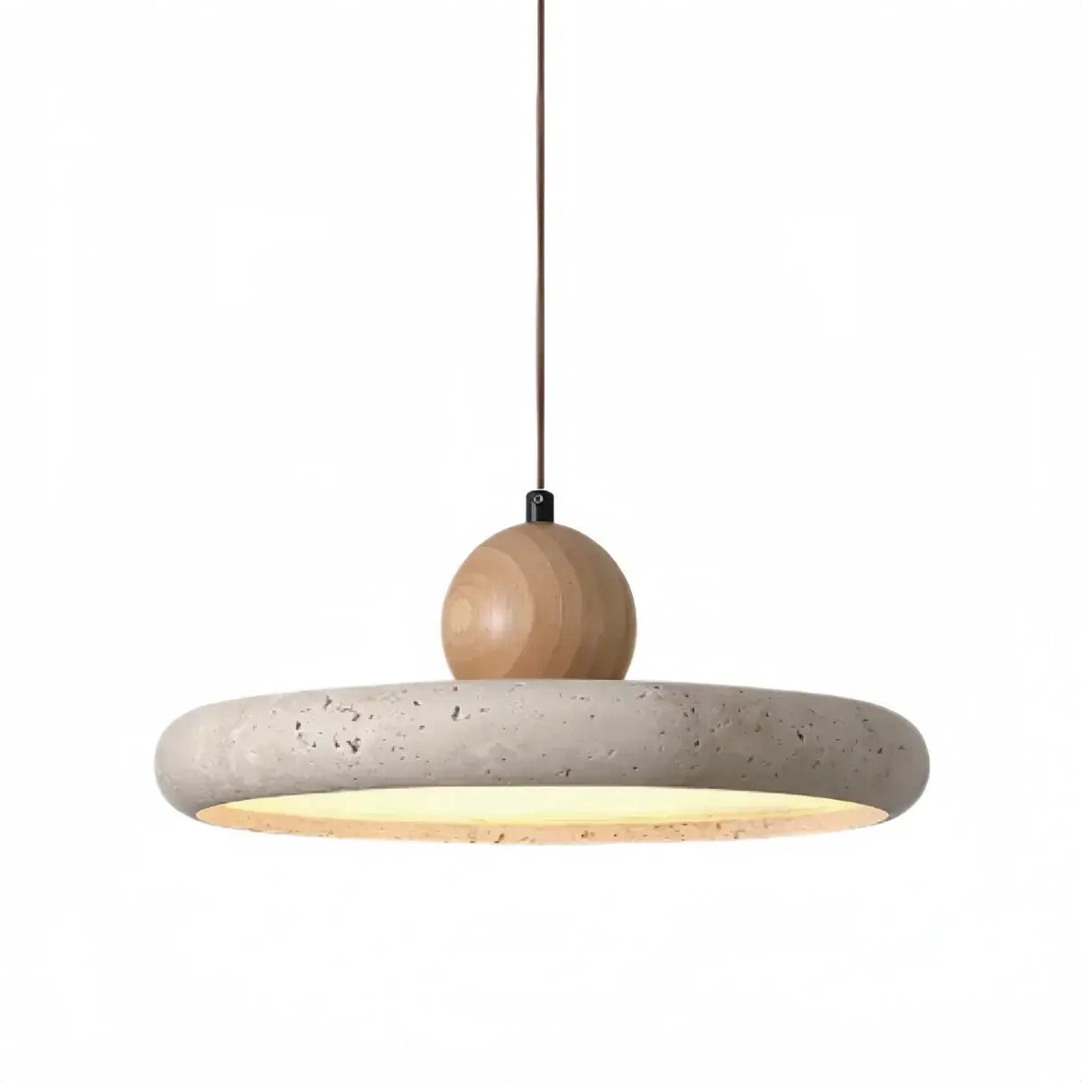Modern Pendant Light – Wood and Stone LED Ceiling Lamp for Dining Room