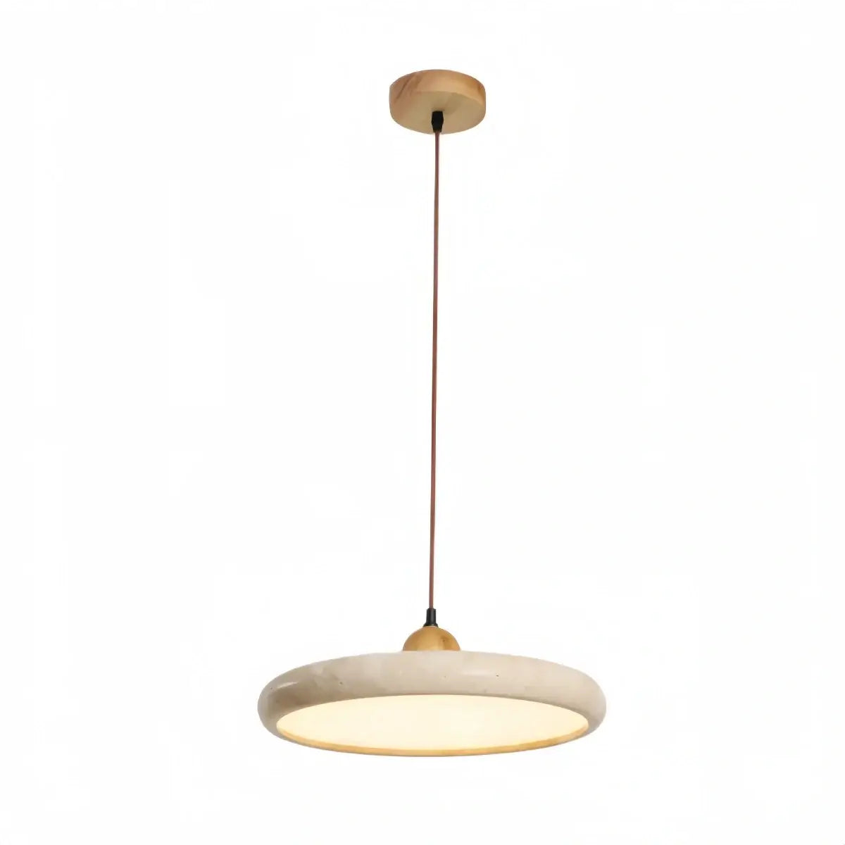 Modern Pendant Light – Wood and Stone LED Ceiling Lamp for Dining Room