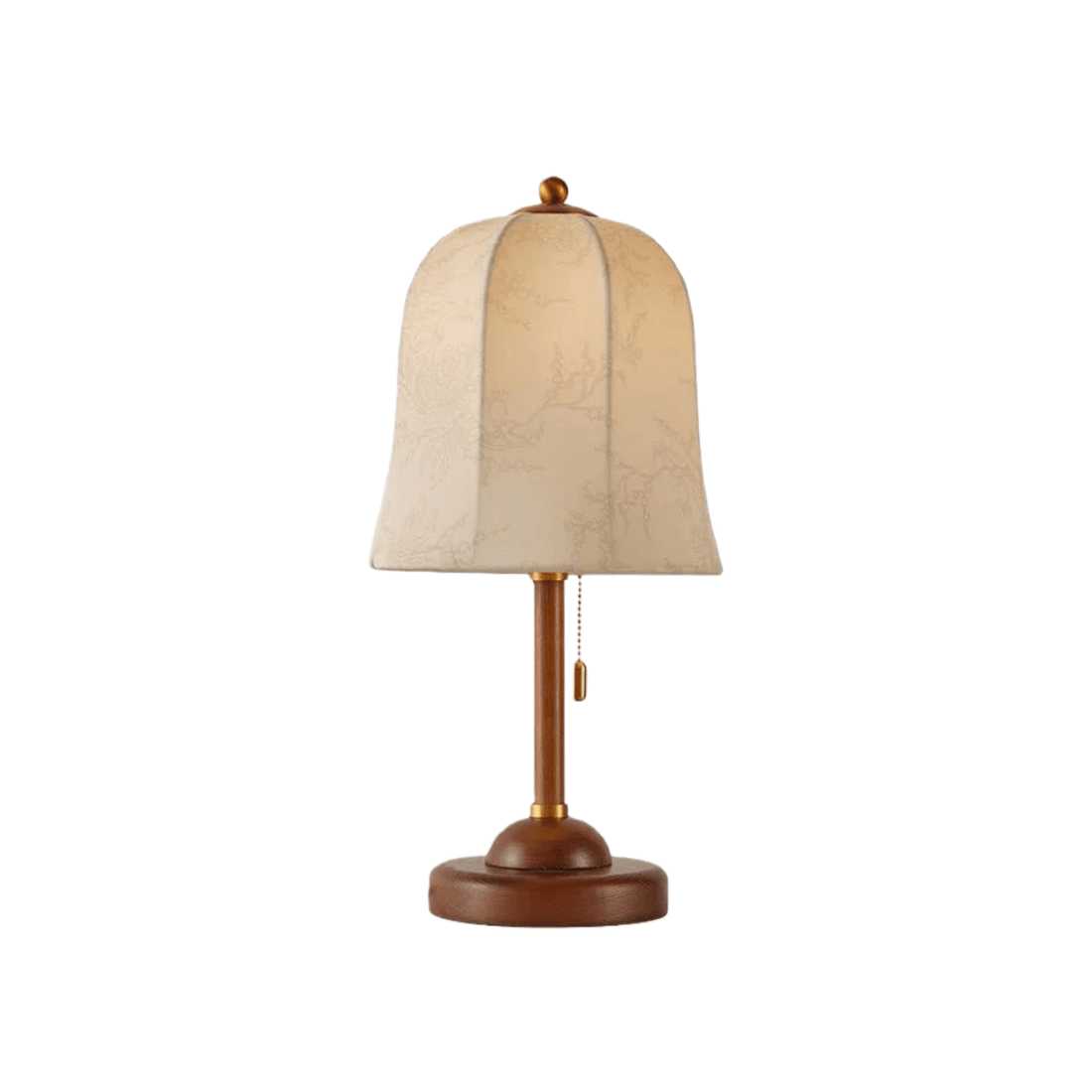 Modern Fabric Table Lamp – Copper and Walnut Wood Bedside Light for Bedroom