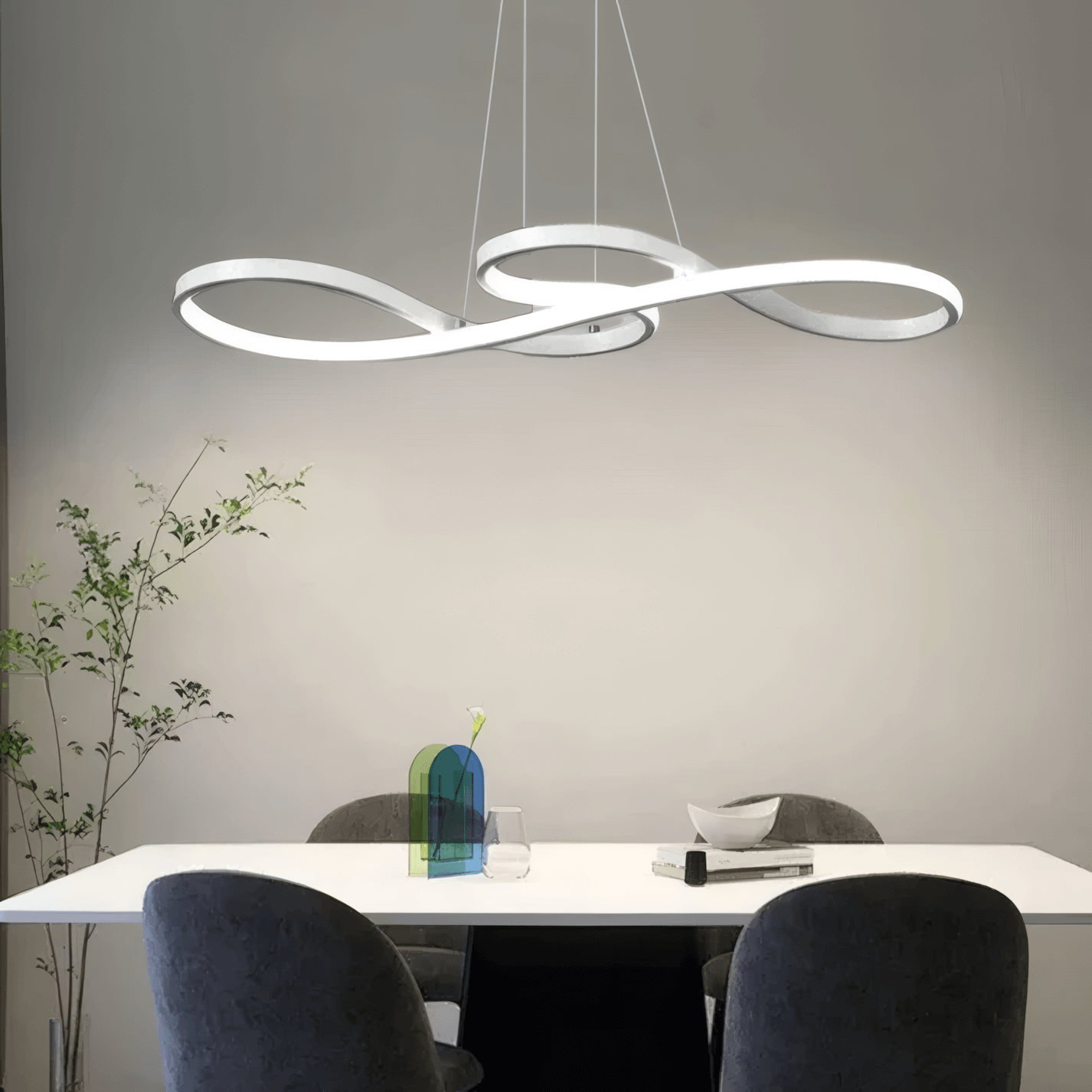 White Modern Cross Pendant Light