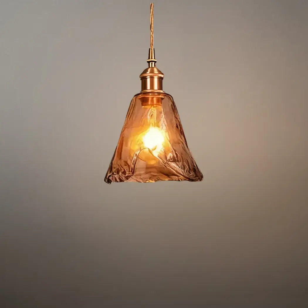 Vetro Retro Pendant Light – Amber Glass/Metal Fixture for Dining Room