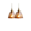Vetro Retro Pendant Light – Amber Glass/Metal Fixture for Dining Room