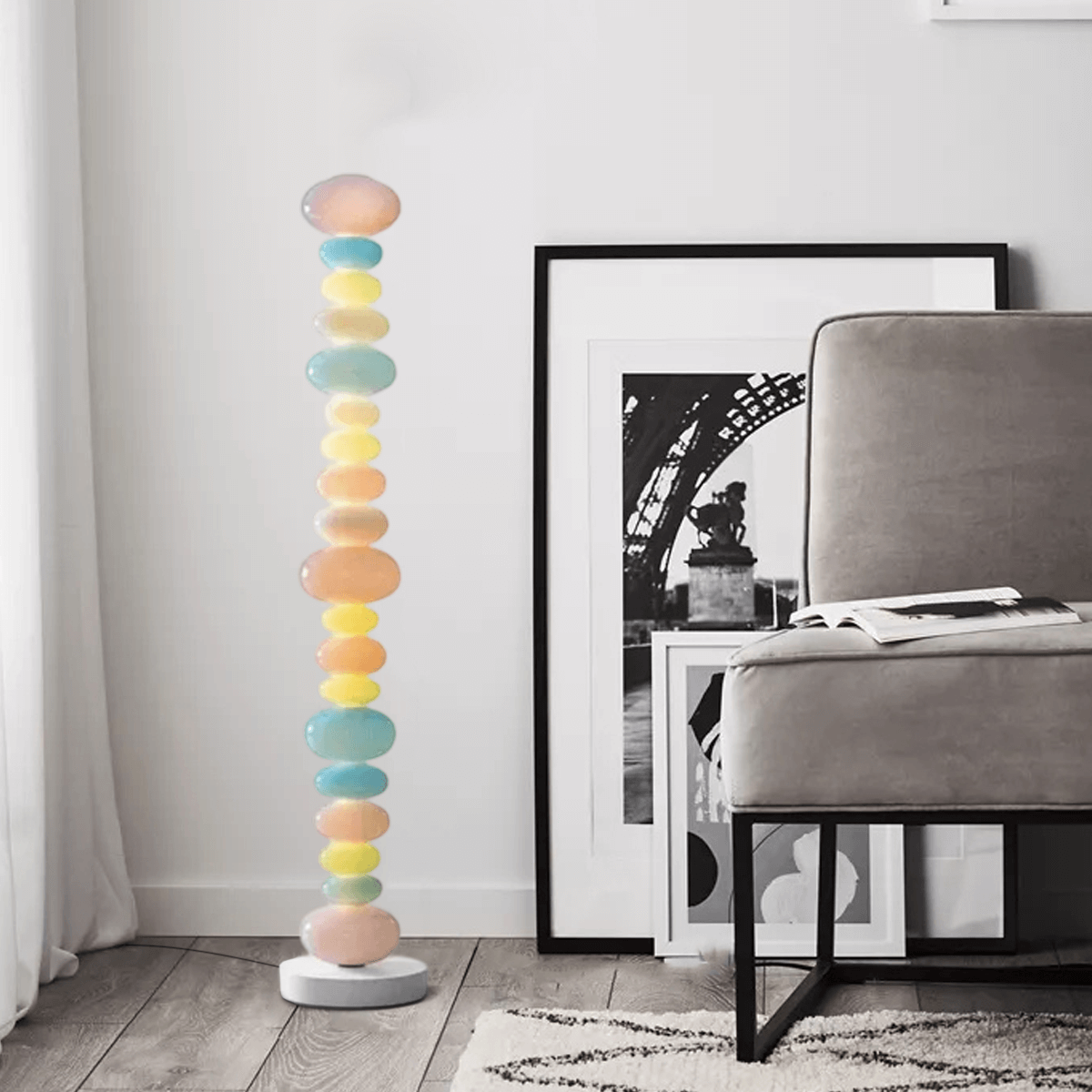 Art Deco Colorful Glass Floor Lamp for Living Area