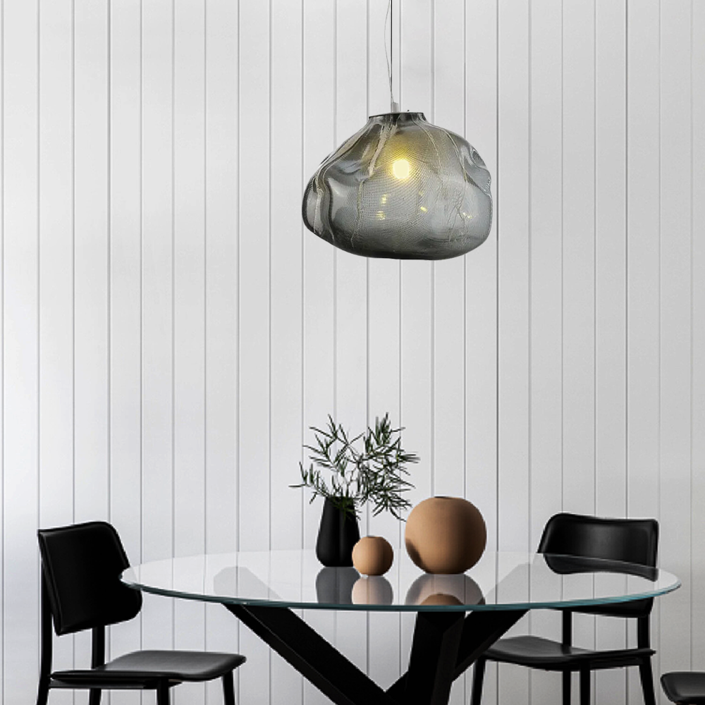 Pendant Light — Clear/Gray/Amber LED Ball 3 Sizes Dining Room