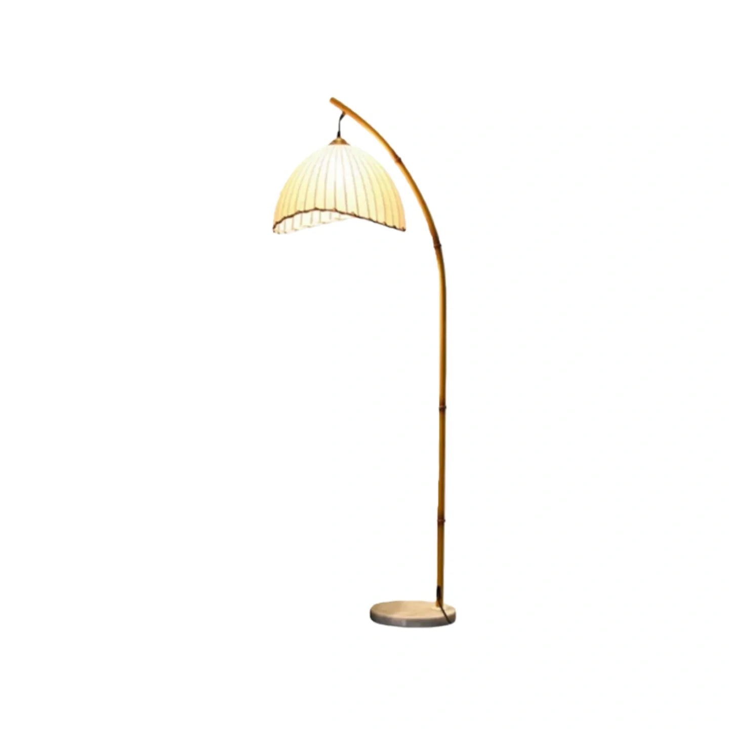 Beige Floor Lamp - Metal Frame with Fabric Bowled Shade