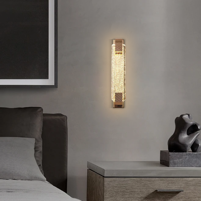 Wall Lamp – Gold Crystal Rectangular Light for Living Room