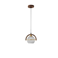 Pendant Light — Wood & Acrylic Sphere with Metal Frame Dining Room