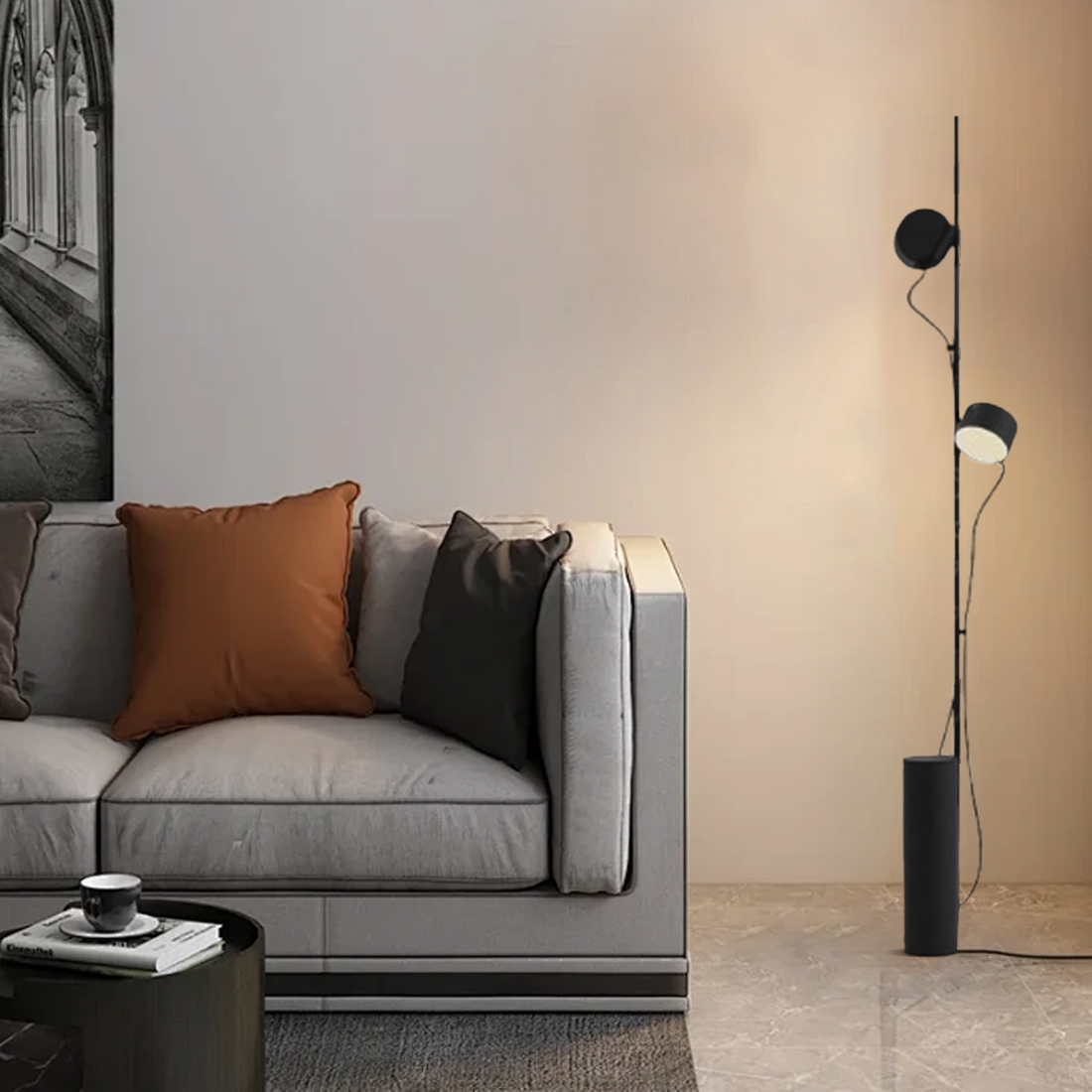 Floor Lamp - Metal & Acrylic Linear Design for Living Room