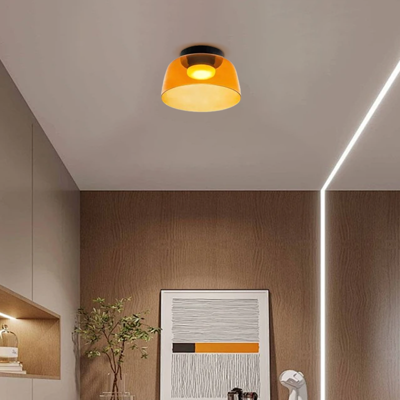 Modern Glass Orange Ceiling_Light Bedroom 1 Layer