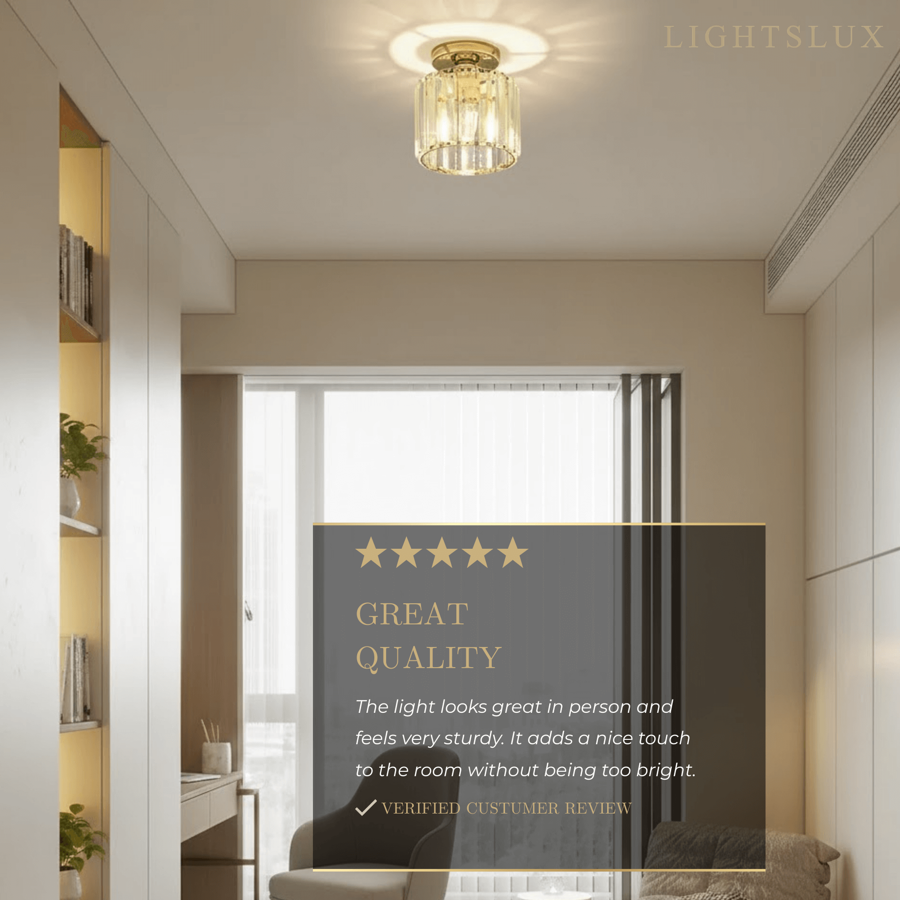 Vetro Modern Ceiling Lamp Metal/Crystal Desig