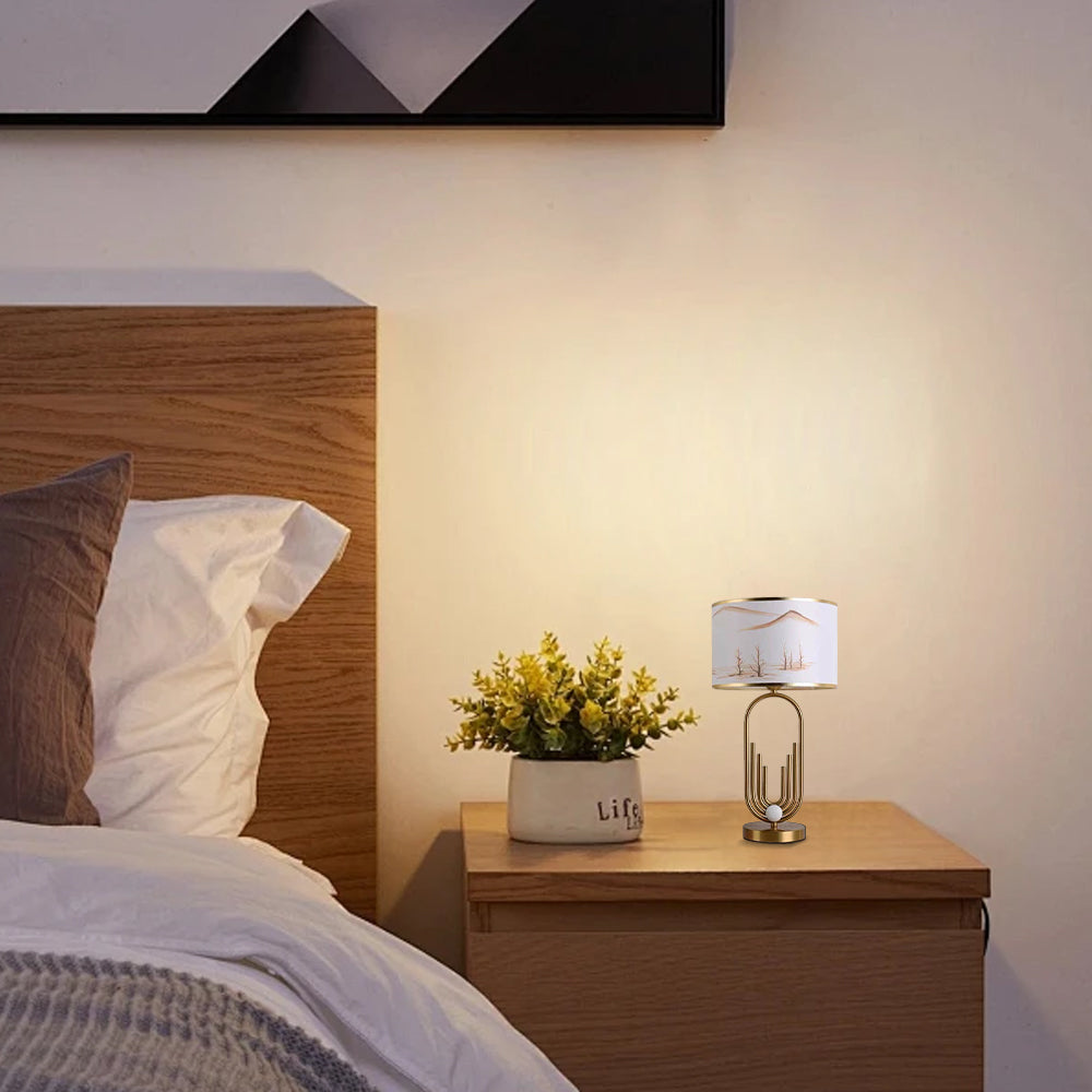 Table Lamp - Metal Frame with Fabric Living Room/Bedroom