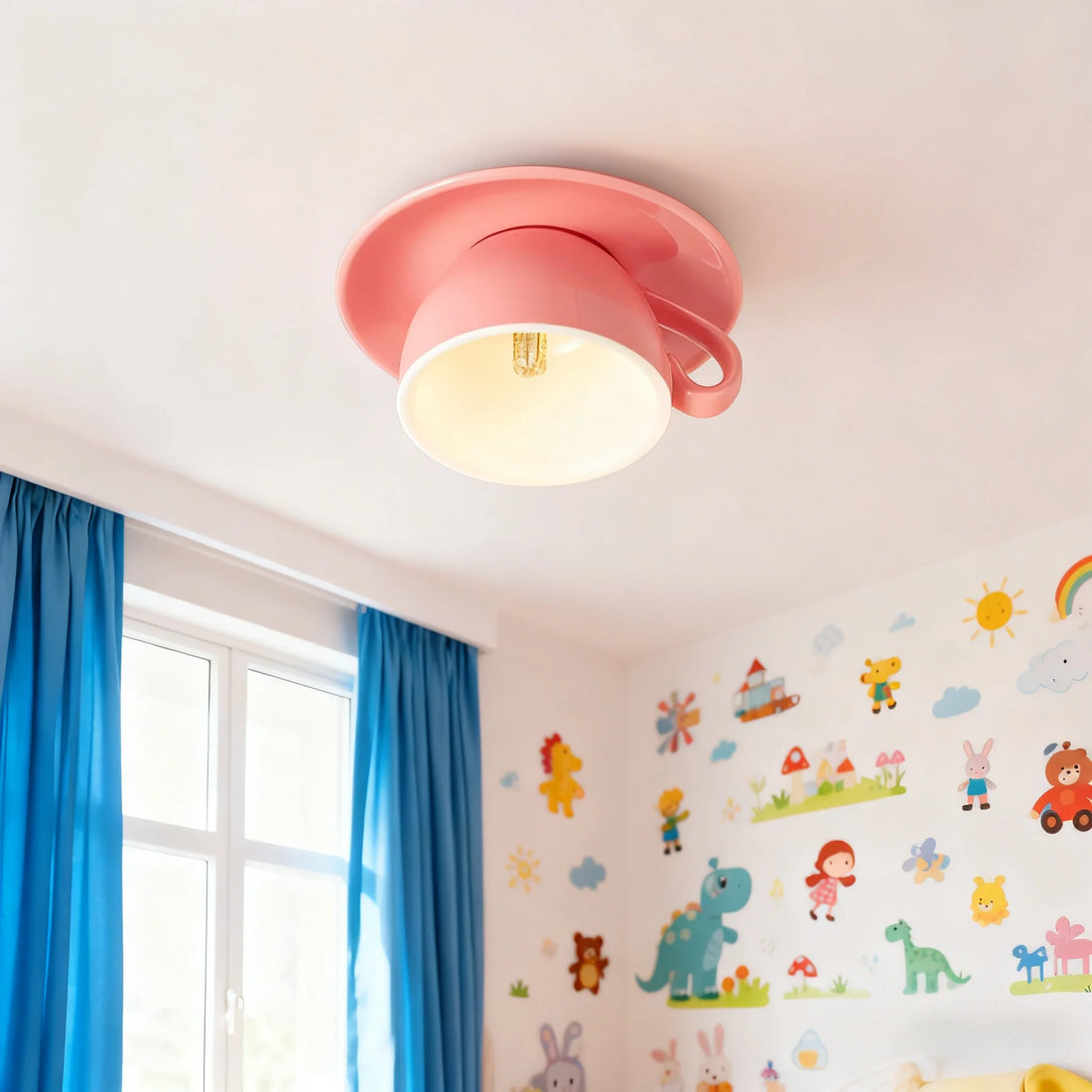 Art Deco Ceramic Ceiling Light - 7-Color Options Cup Design for Bedroom