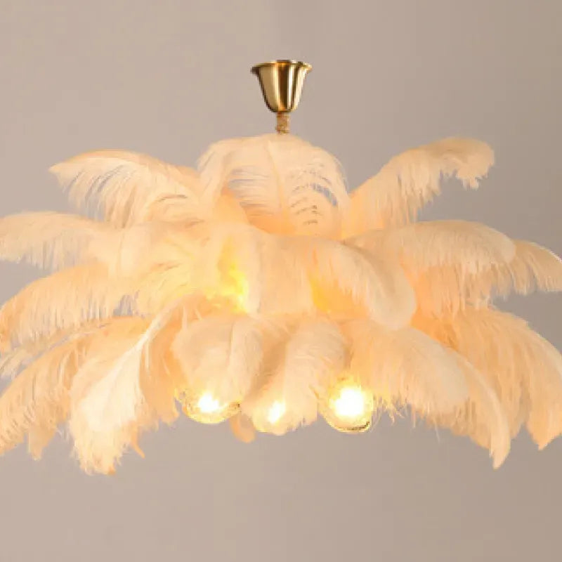 Art Deco Pendant Light — 8-Color Brass & Feather