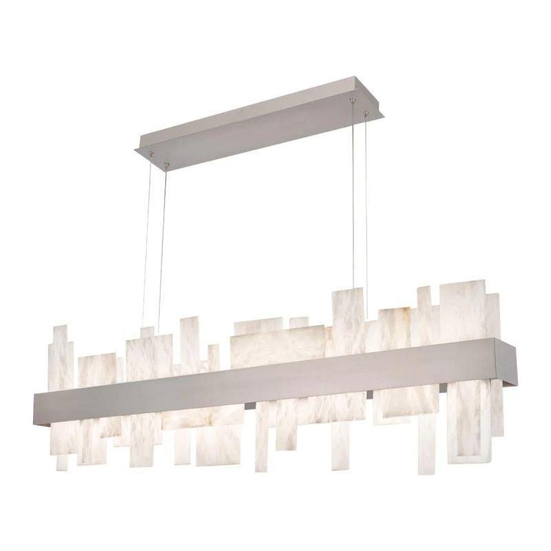 Acropolis 46in LED Linear Alabaster Chandelier - Brushed NickelJoyfuzzy