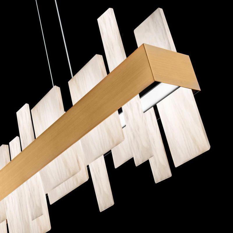 Acropolis 46in LED Linear Alabaster Chandelier - BrassJoyfuzzy