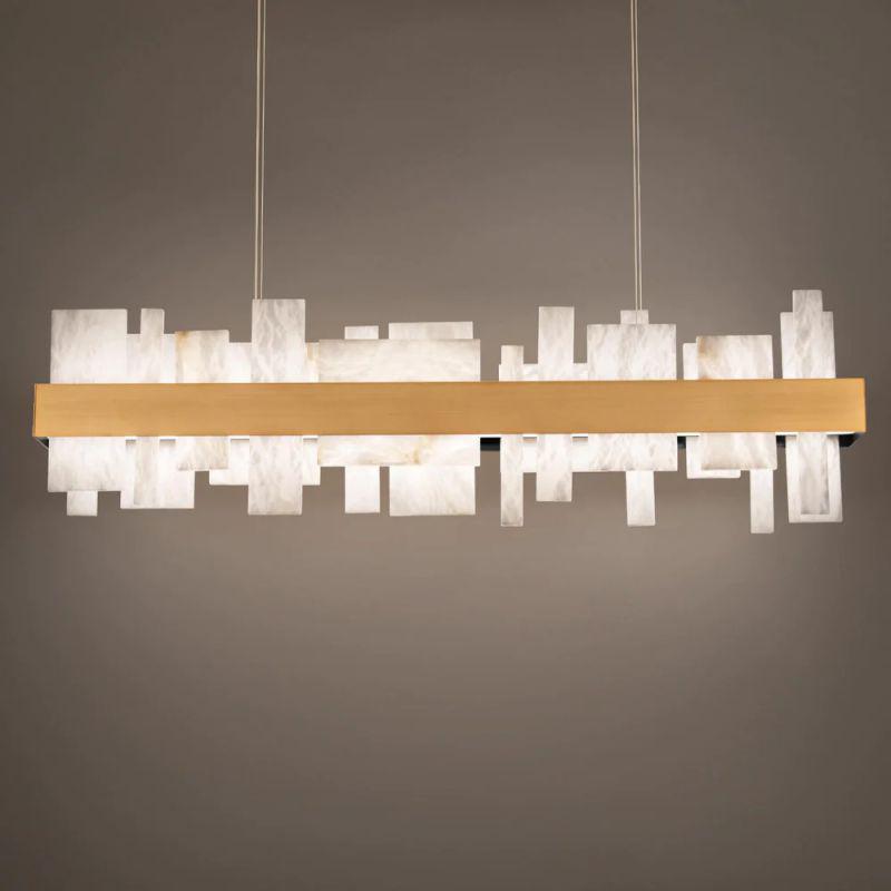 Acropolis 46in LED Linear Alabaster Chandelier - BrassJoyfuzzy