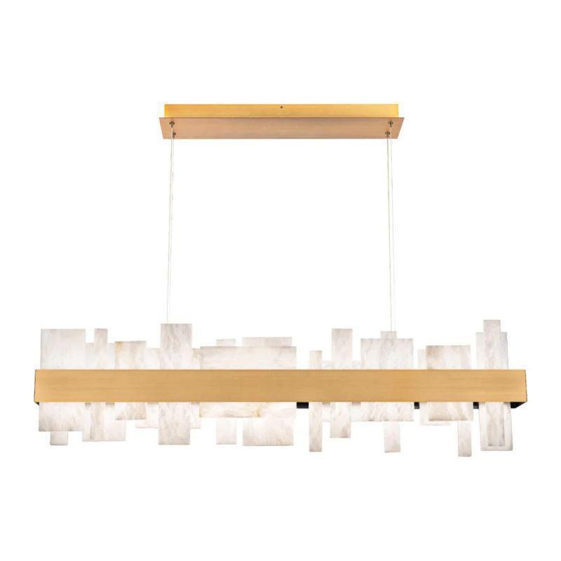 Acropolis 46in LED Linear Alabaster Chandelier - Brushed NickelJoyfuzzy