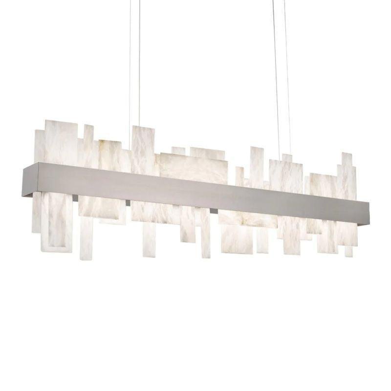 Acropolis 46in LED Linear Alabaster Chandelier - Brushed NickelJoyfuzzy