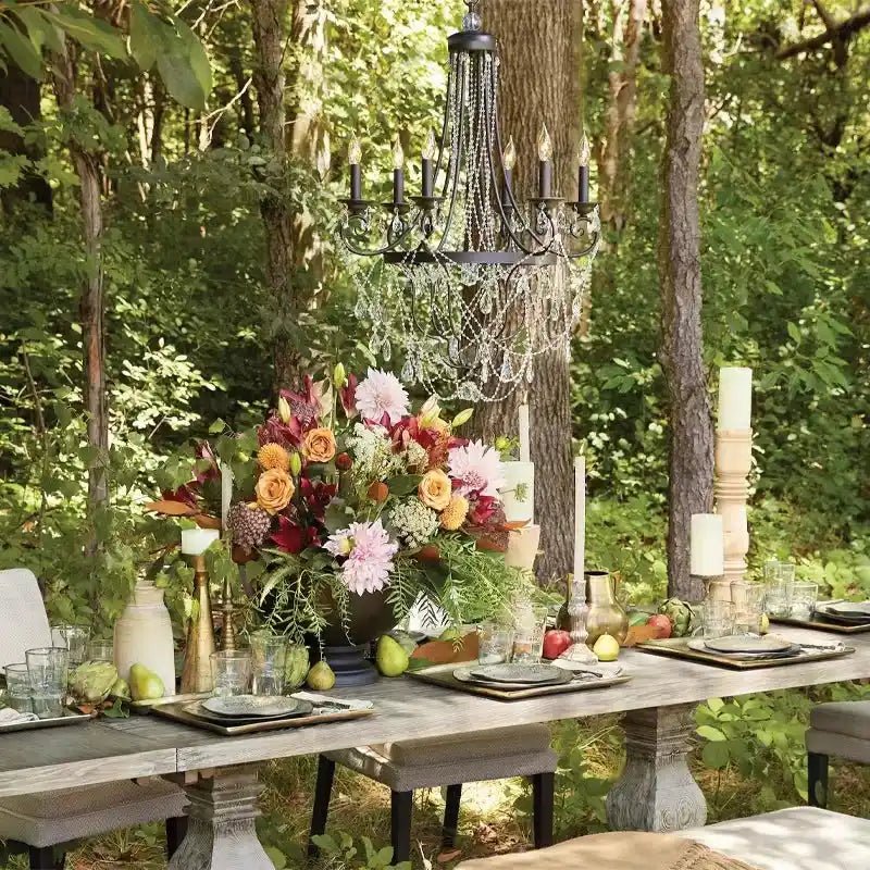 Affordable French Vintage Iron Crystal Pendant Candle Chandelier for Living Room / Restaurant / Cafe / Hotel lobby - Joyfuzzy