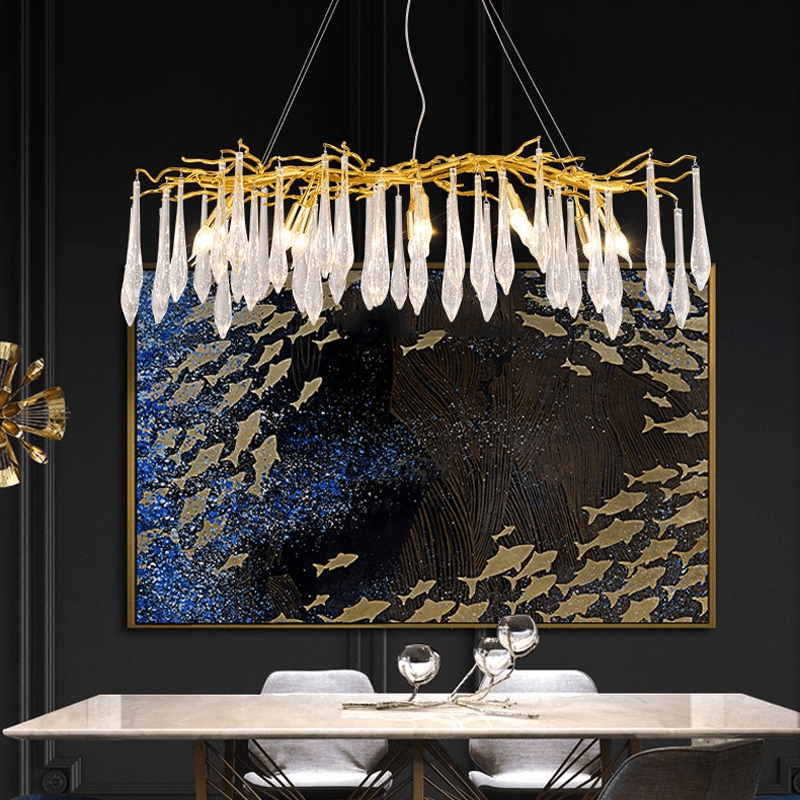 Agnes Aluminum Branch Crystal Chandelier For Dining Room - 39.37" LJoyfuzzy