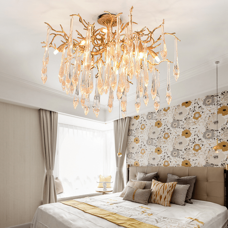 Agnes Brass Branch Crystal Ceiling Light - 39.37" LJoyfuzzy