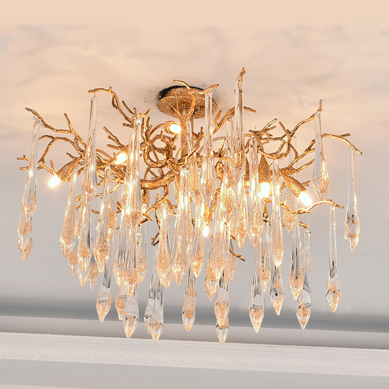 Agnes Brass Branch Crystal Ceiling Light - 31.5" LJoyfuzzy