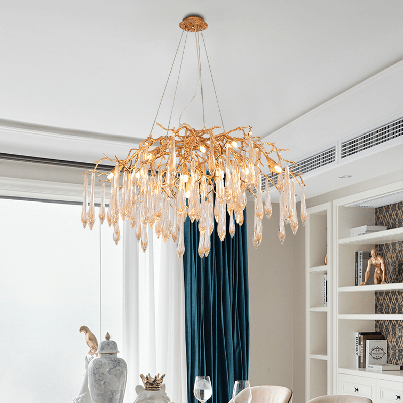 Agnes Brass Branch Crystal Chandelier - 25.59" LJoyfuzzy
