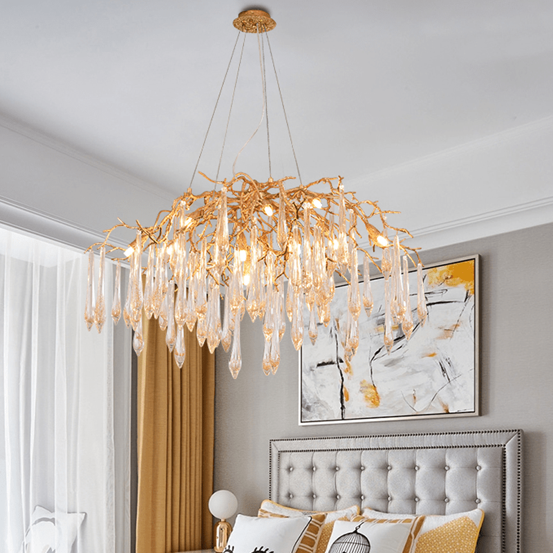 Agnes Brass Branch Crystal Chandelier - 35.43" LJoyfuzzy