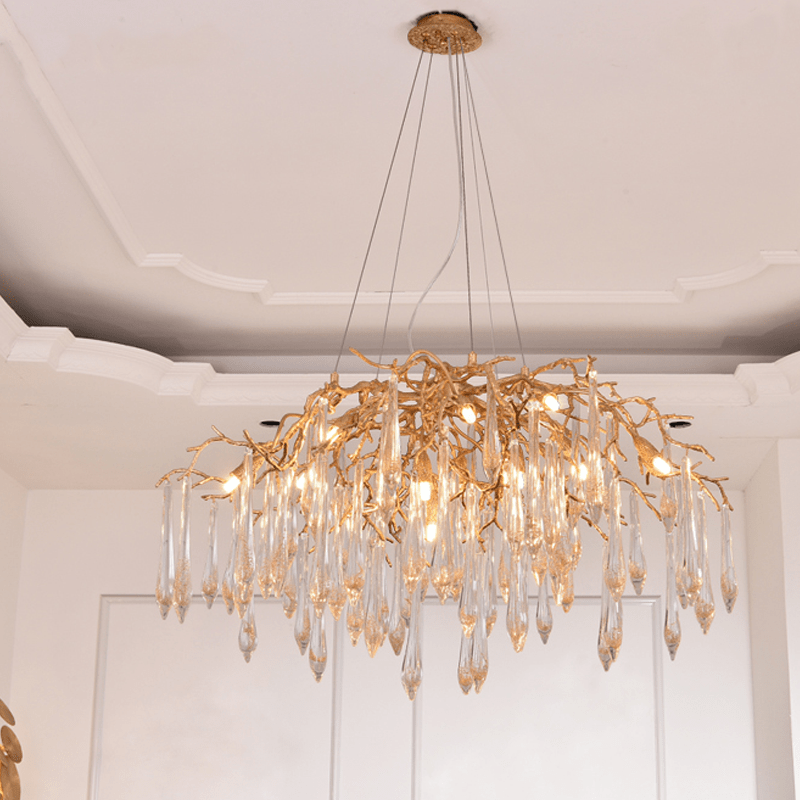 Agnes Brass Branch Crystal Chandelier - 25.59" LJoyfuzzy