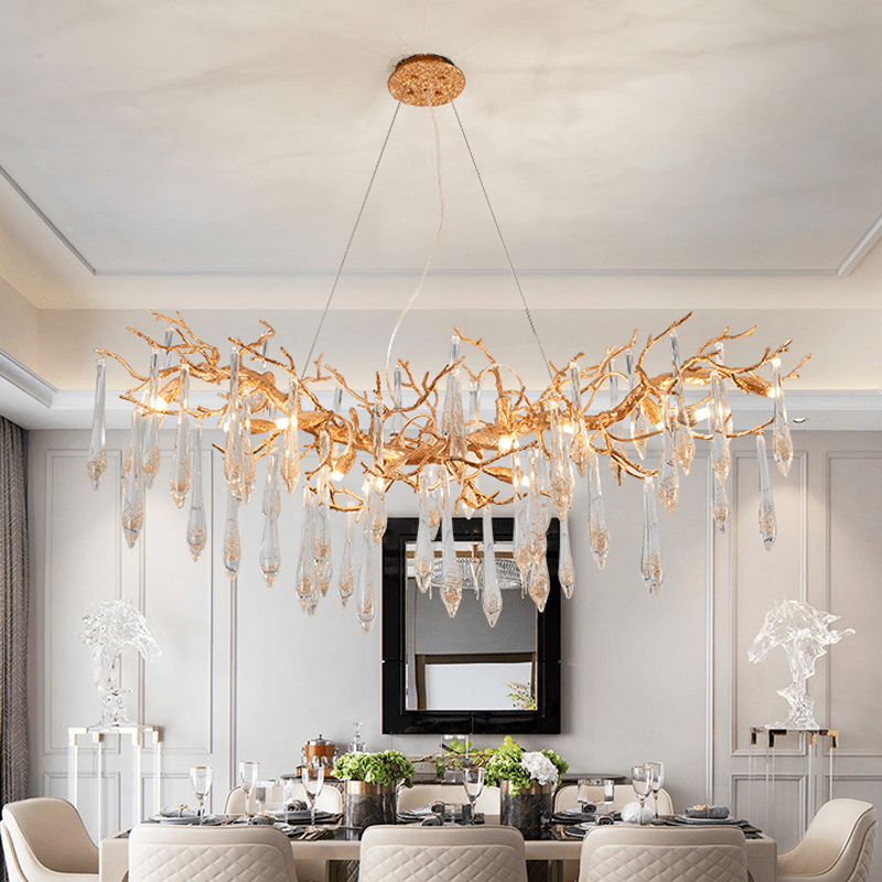 Agnes Brass Branch Crystal Chandelier For Dining Room - 59.06“ LJoyfuzzy
