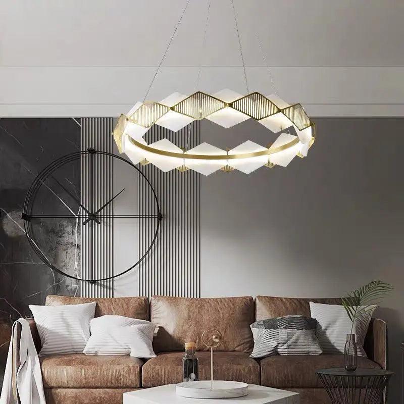 Alabaster Diamond Shaped Modern Chandelier - 31.49"D*19.68"HJoyfuzzy