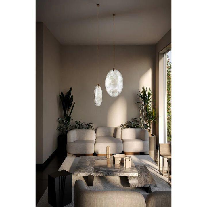 Alabaster Disc Pendant Light - D 9.8''Joyfuzzy