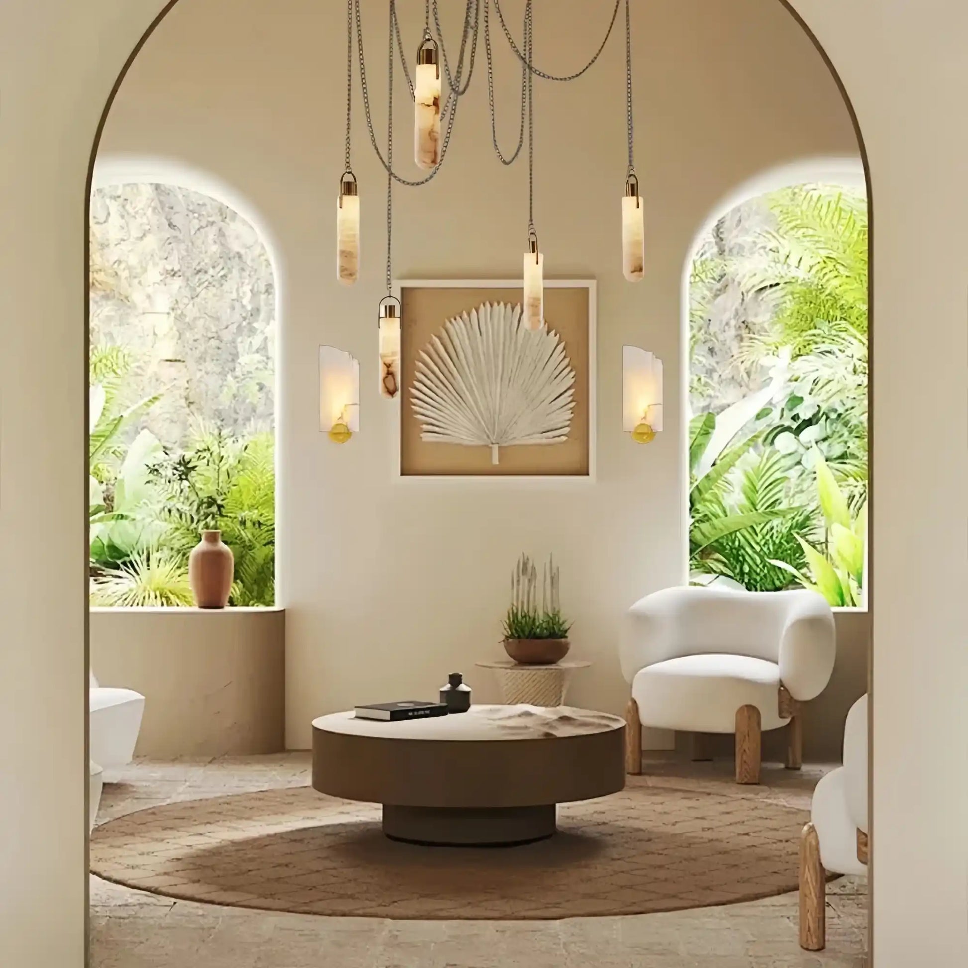 Alabaster Flint 5 Light LED Multi-Drop Pendant-Pendant for living room,Pendant for kitchen,Pendant for bathrooms,Pendant for bedrooms,Pendant for foyer,Pendant for stairways,Pendant for dining room-Joyfuzzy