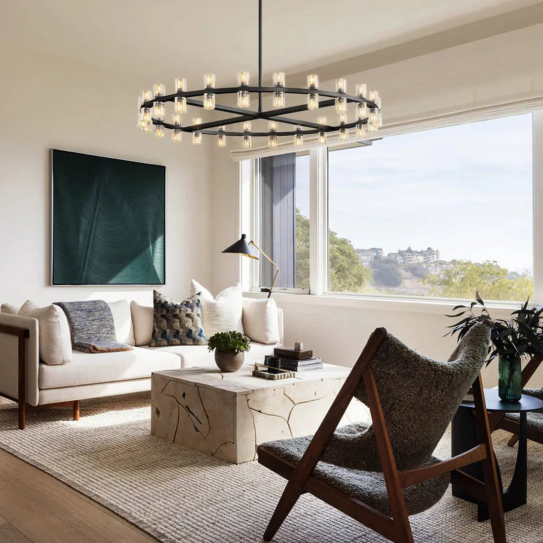 Arcachan Round Chandelier 36" 48" 60"-48''-Bronze-Joyfuzzy