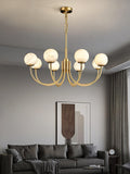 Aurelian Alabaster Globe Chandelier with 6/8/10/12 heads - 6 Heads ? 27.6▼ x H 21.7▼ / Dia 70cm x H 55cmBrass & WhiteJoyfuzzy