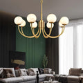 Aurelian Alabaster Globe Chandelier with 6/8/10/12 heads - 6 Heads ? 27.6▼ x H 21.7▼ / Dia 70cm x H 55cmBrass & WhiteJoyfuzzy