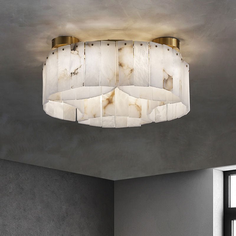 Contemporary Alabaster Flush Mount Ceiling Lamp - 21.65" D x 8.86" HJoyfuzzy