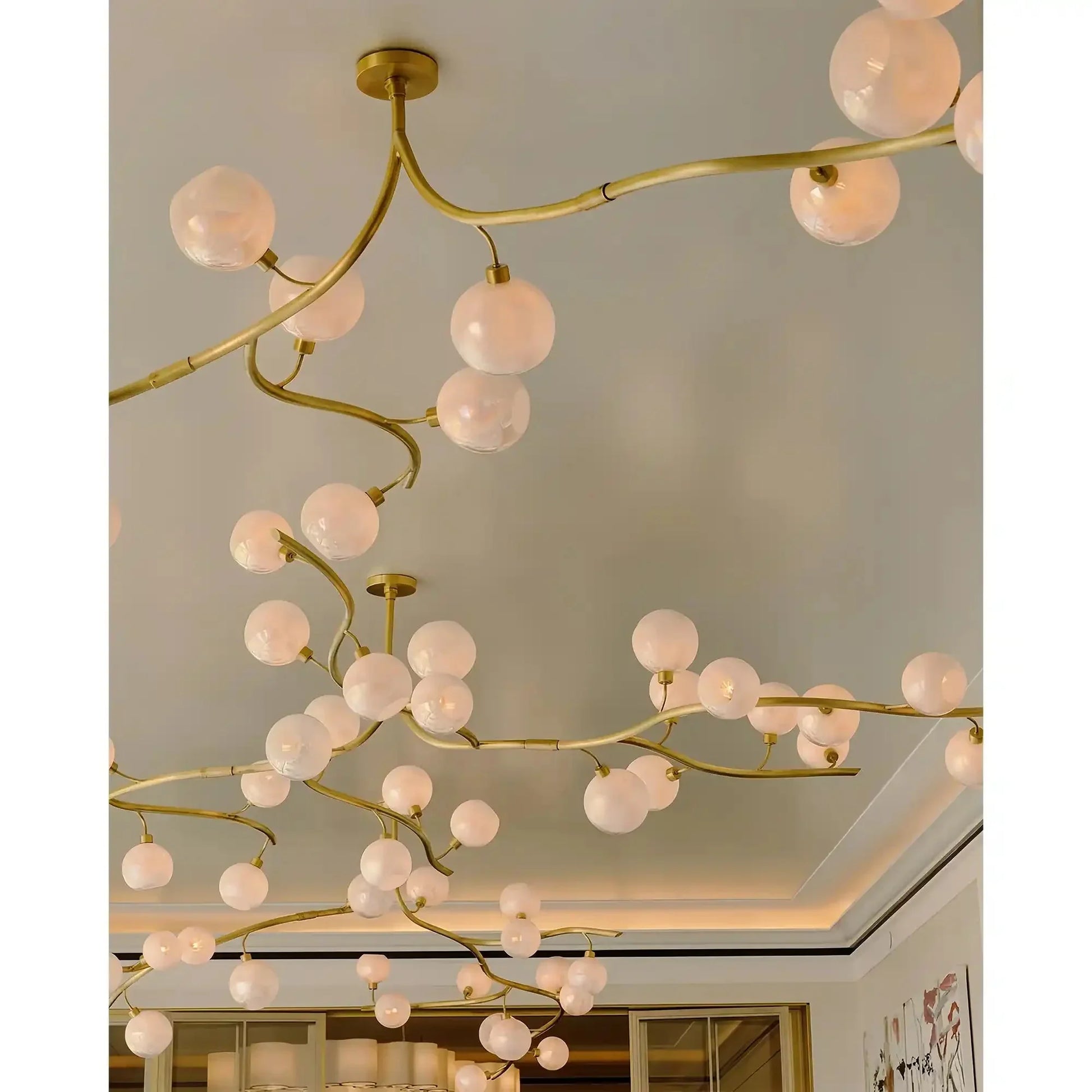 Contemporary Hand - blown Glass Globes Branch Chandelier for Dining Room Living Room and Kitchen Island - L140"*W60"*H32"Warm LightJoyfuzzy