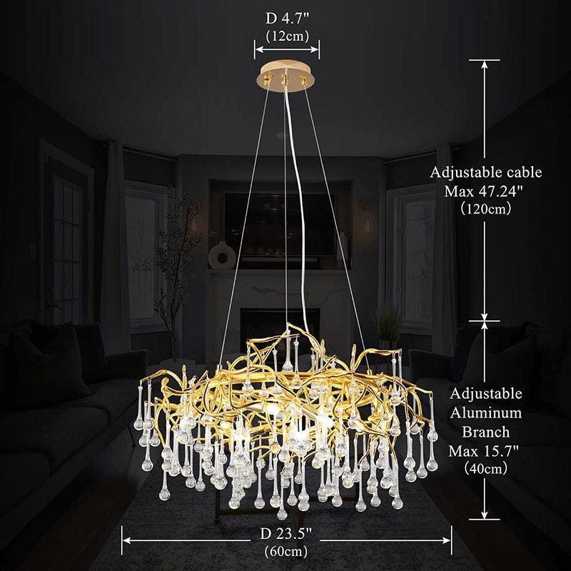 Doris Crystal Round Branch Chandelier 23.5"D Gold - Joyfuzzy
