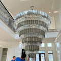 Extra Large Round Cone Tiered Crystal Chandelier for Foyer/Enterway/Living Room - Joyfuzzy