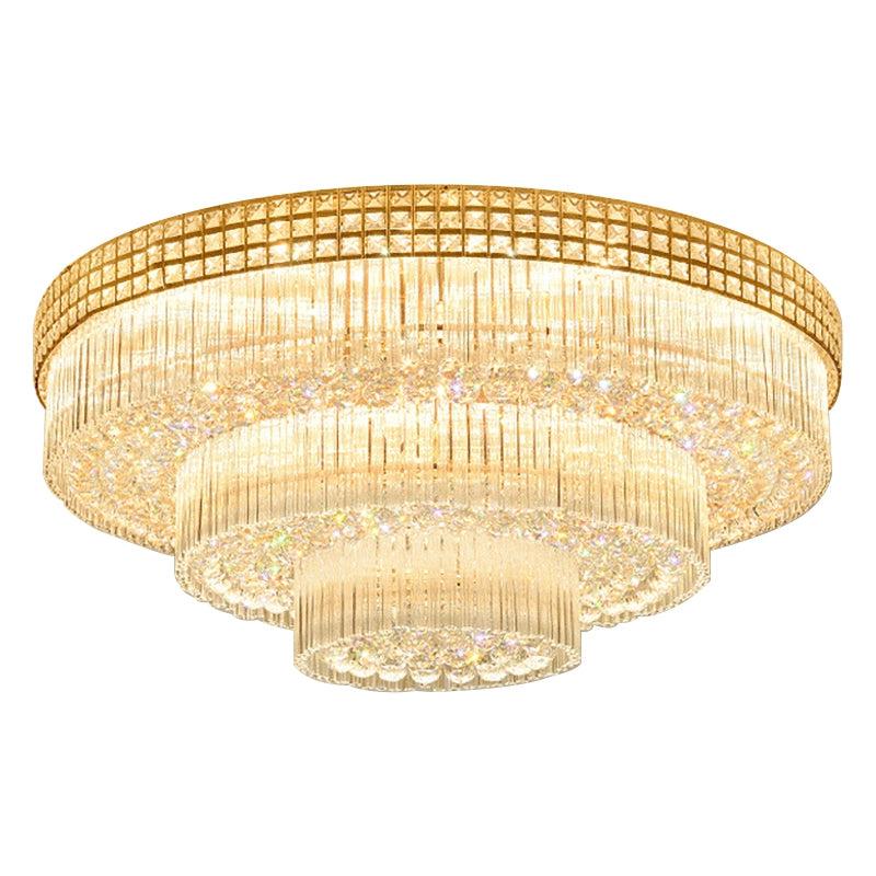 Extra Large Three Layers Round Luxury Flush Mounted Crystal Chandelier for Living Room - Joyfuzzy