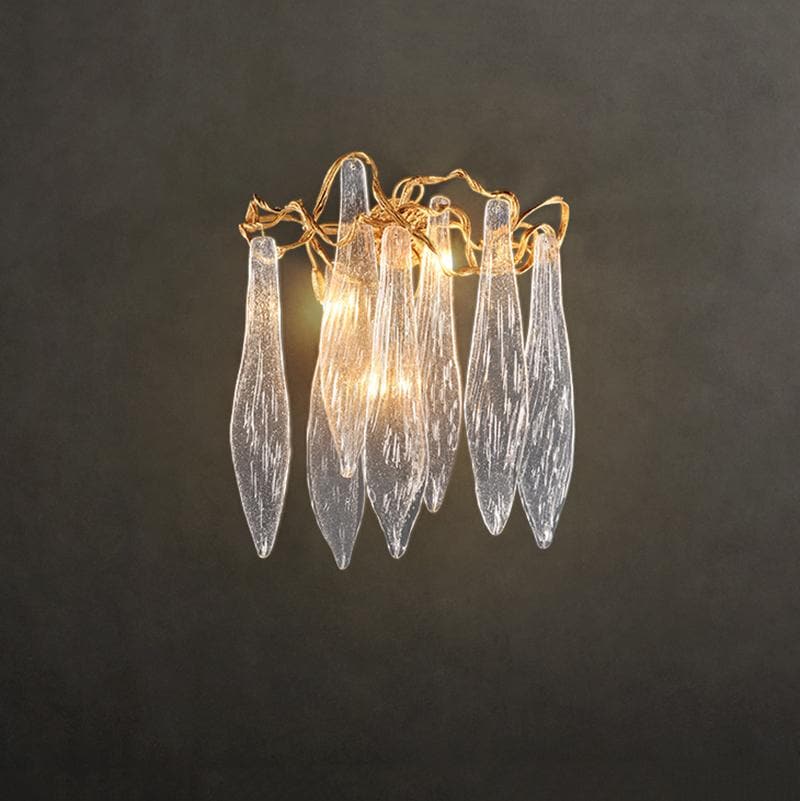 Flake Long Crystal Branch Brass Wall Sconce - W20" X D9" X H26"Joyfuzzy