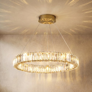Modern Interlaced Ring Pendant Light — Radiant Gold Layered Design for Upscale Interior