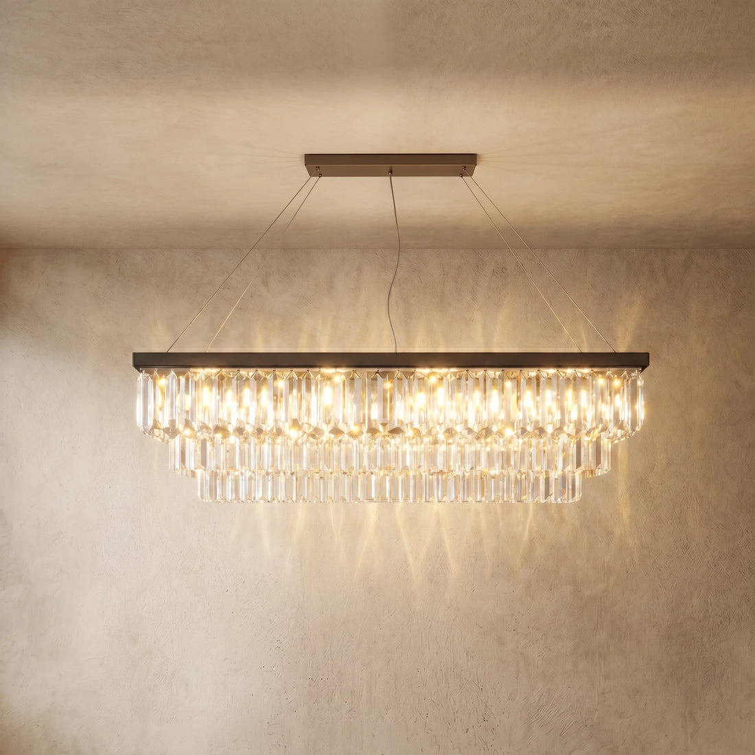 Excelis Modern Crystal Chandelier – Pearl-Black with Cascading Strands for Dining Room