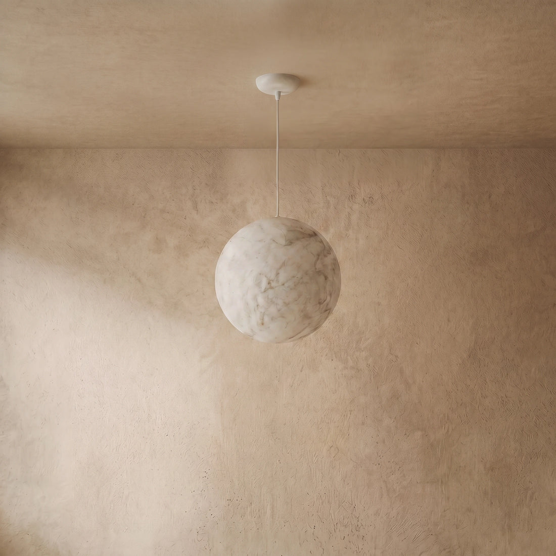 Modern Moon Pendant Light – Mulberry Silk White Globe Ceiling Lamp for Living Room