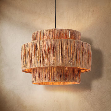 Varlont Zenno Rustic Pendant Light & Ceiling Light- Metal & Paper Streamer Shade for Dining Room