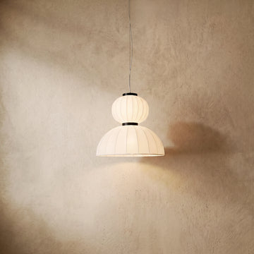 Varlont Zenno Modern Pendant Light — White Artificial Silk & Metal with 3-Color LED Dining Room