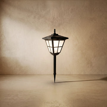 Varlont Irondale Arcato Retro Pathway Light - Black Metal & Acrylic Irregular Design for Patio