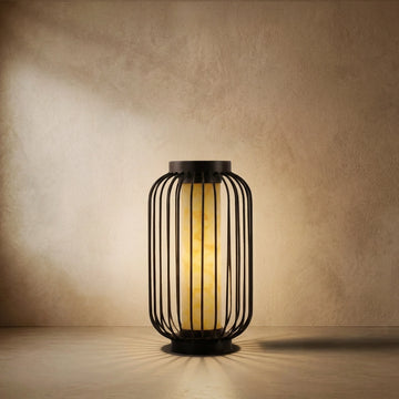 Varlont Lunara Modern Solar Floor Lamp - Black Metal Lantern for Courtyard (Waterproof)