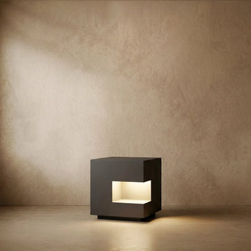 Arcato Modern Square Outdoor Pillar Light - Black Metal for Courtyard